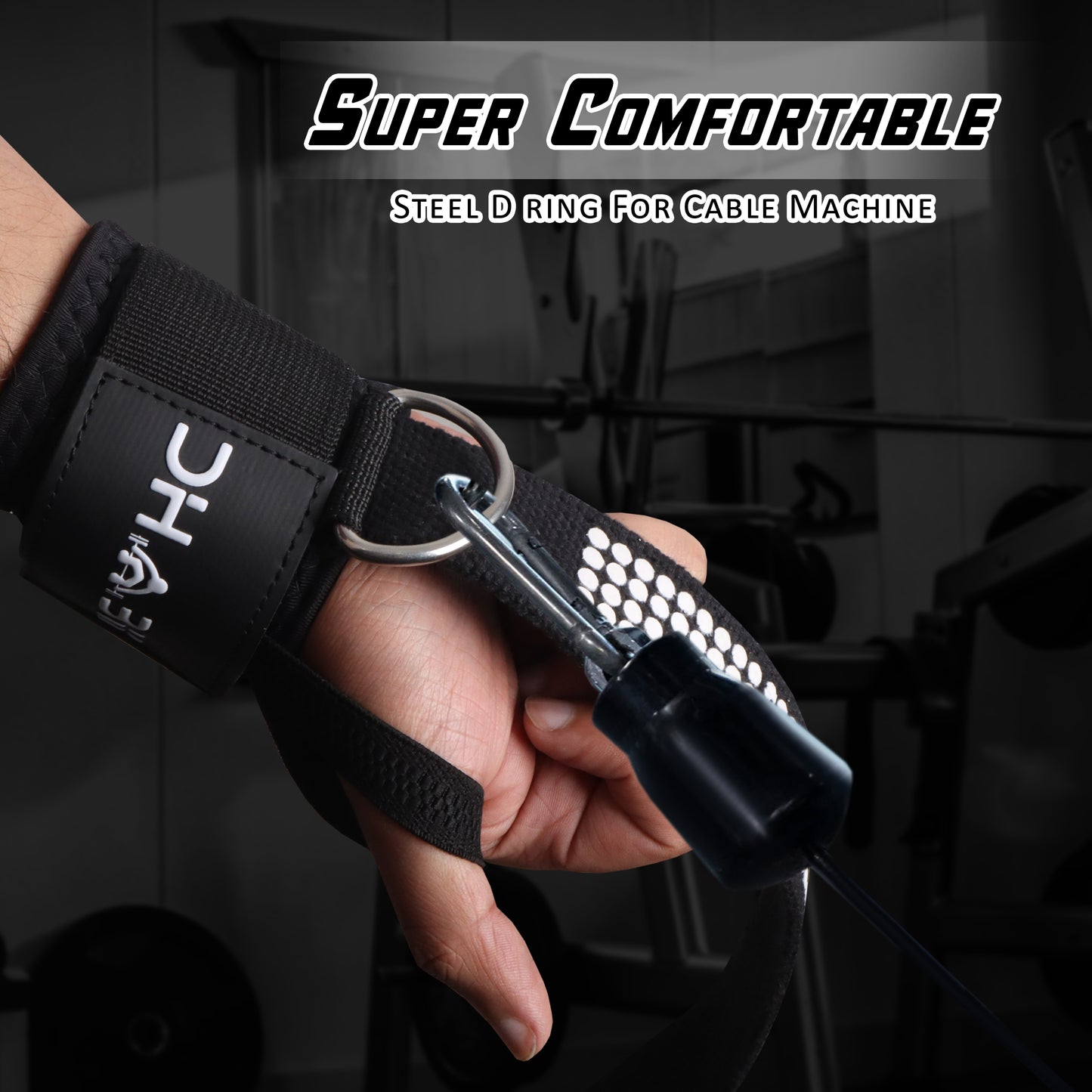 H-Dhabii Cuffed Lifting Strap with Steel D Ring for Cable Machine and Lifting Workout - Useful Cuff Ring Straps for Unisex Use