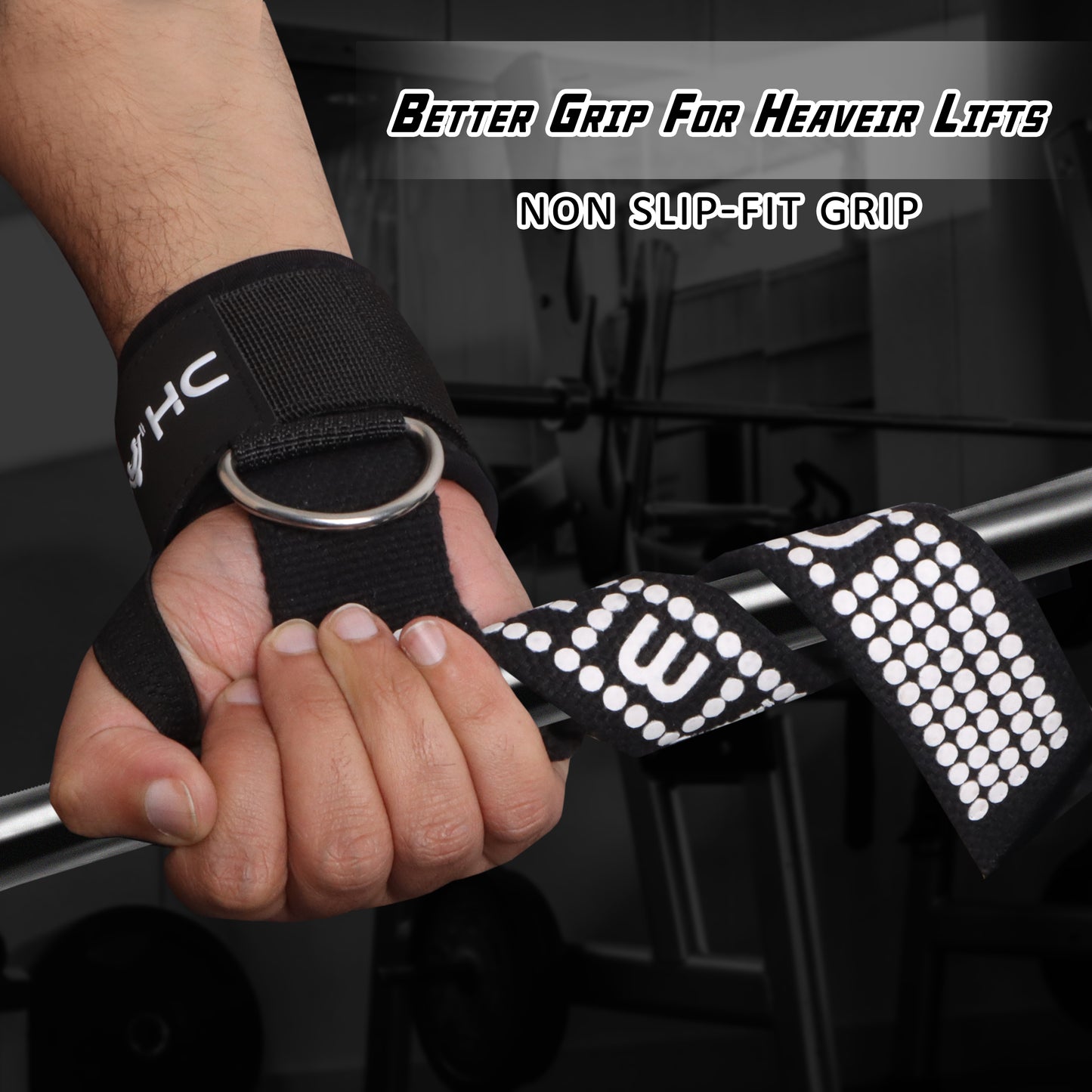 H-Dhabii Cuffed Lifting Strap with Steel D Ring for Cable Machine and Lifting Workout - Useful Cuff Ring Straps for Unisex Use