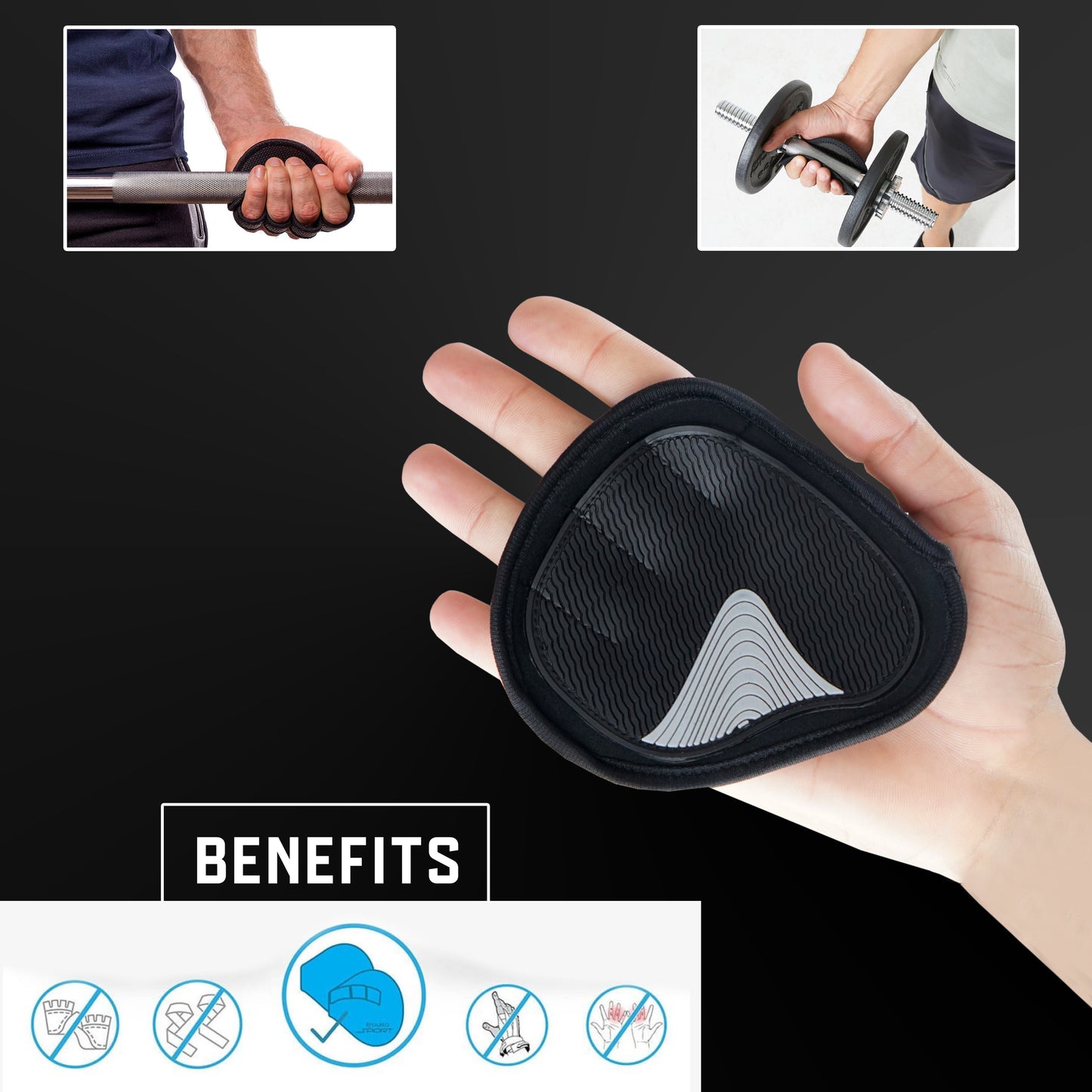 E-Dhabii Weightlifting Grip Pads, Neoprene Grip pads, The alternative to Gym Gloves