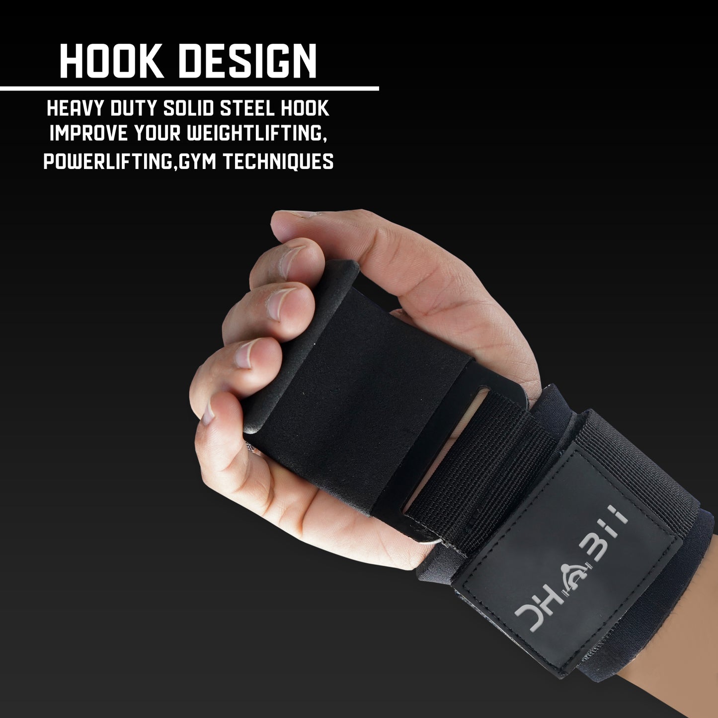 G-DHABII Weightlifting Hooks - HD Steel Hooks with Neoprene Wrist Support for Improved Stability and Comfort, Perfect liftingstraps
