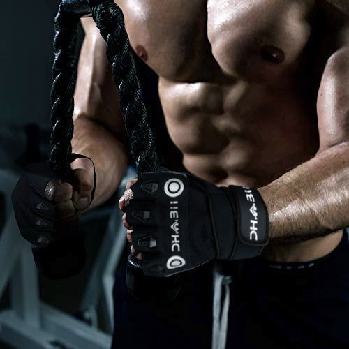 B-Weight Lifting Workout Gloves with Built-in Wrist Wraps for Men and Women, Great for Gym Fitness, Cross Training, Hand Support & Weightlifting