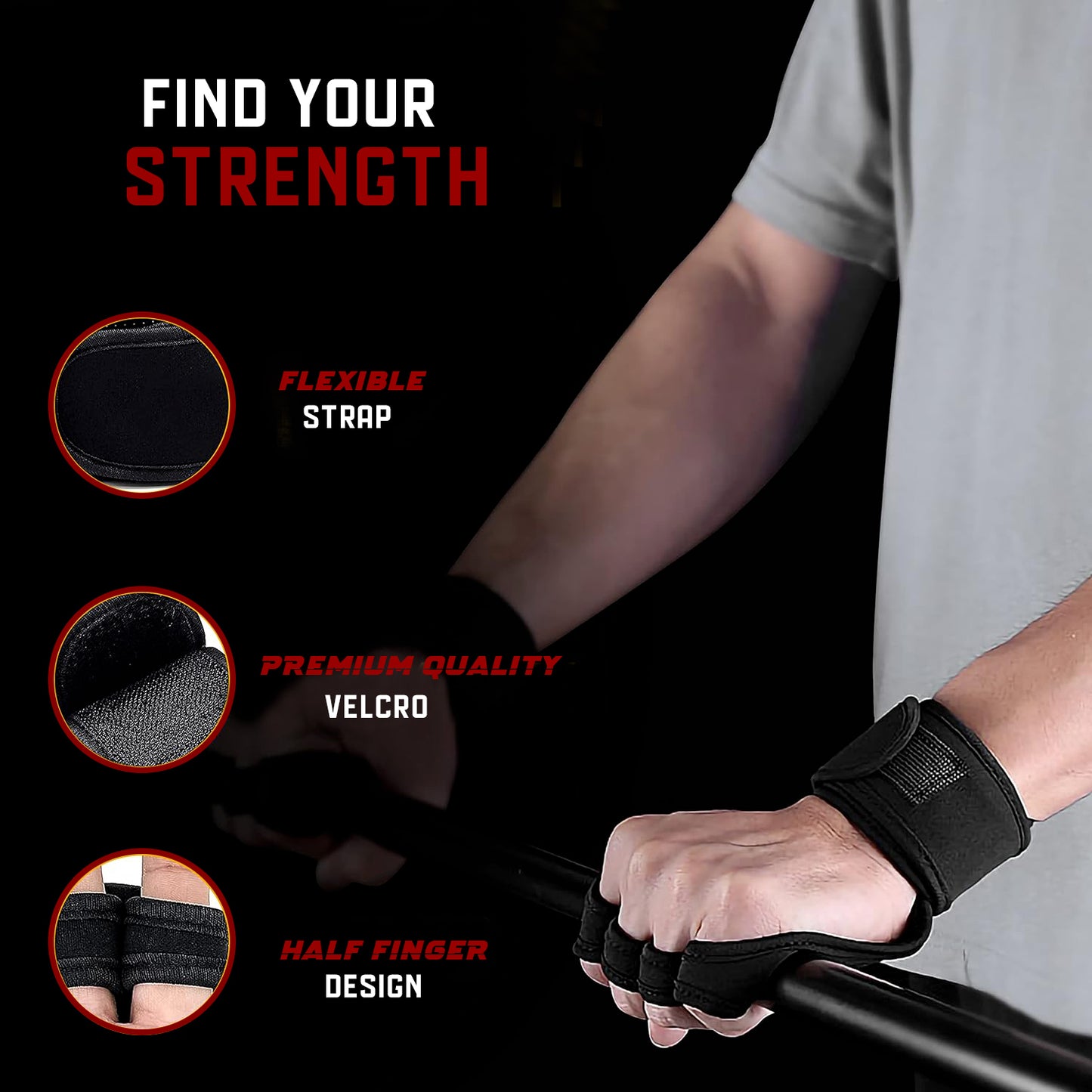 D-Dhabii Ventilated Silicone Workout Glove With Wrist Wrap