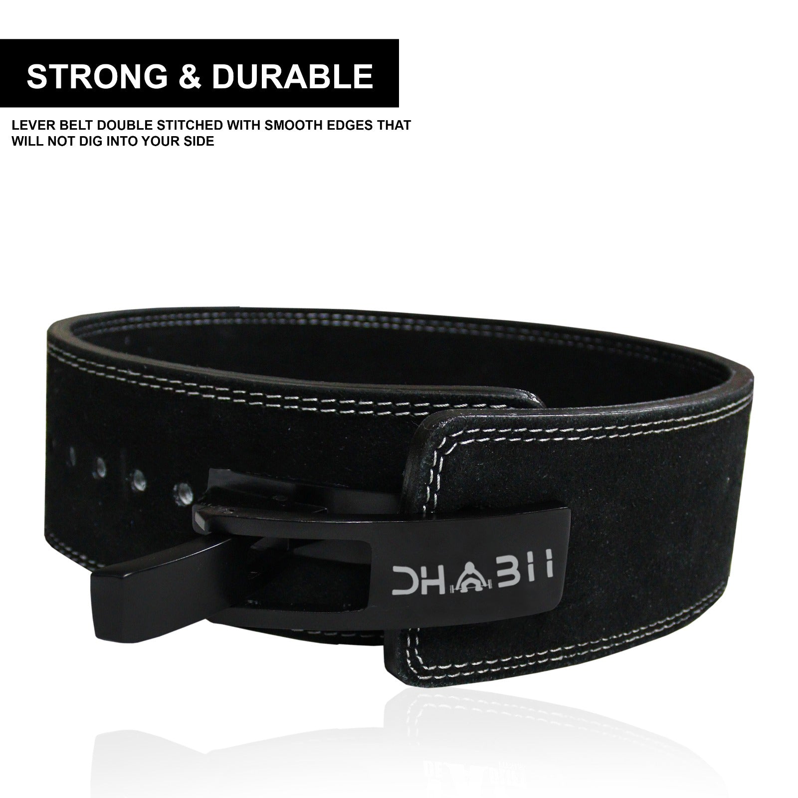 5-DHABII Lever Weightlifting Belt with Adjustable Buckle 10MM thick and 4 inch wide leather belt for Men & Women