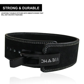 5-DHABII Lever Weightlifting Belt with Adjustable Buckle 10MM thick and 4 inch wide leather belt for Men & Women