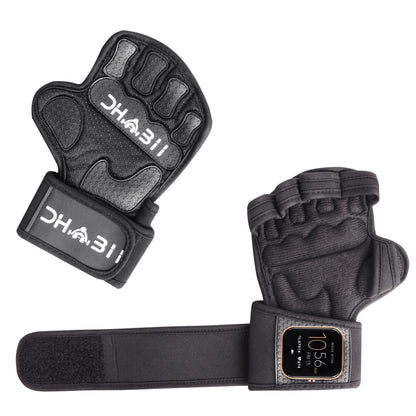 Dhabii Men's Lifting Sports Gloves - 2.5mm Neoprene & Rubber, Smart Watch Compatible, Ventilated Design, Super Grip, Hand Support & Wrist Protection, Neoprene Wrist Support, Gym, Olympic Lifts Snatches Push Jerks