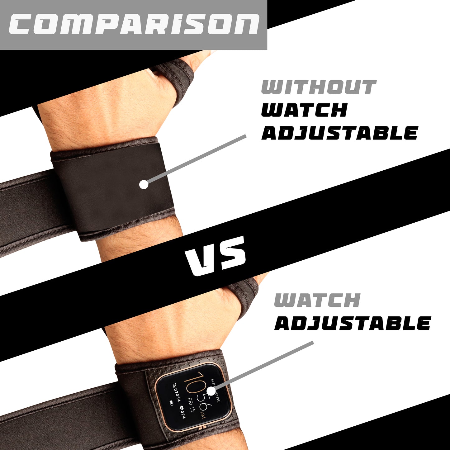 Dhabii Men's Lifting Sports Gloves - 2.5mm Neoprene & Rubber, Smart Watch Compatible, Ventilated Design, Super Grip, Hand Support & Wrist Protection, Neoprene Wrist Support, Gym, Olympic Lifts Snatches Push Jerks