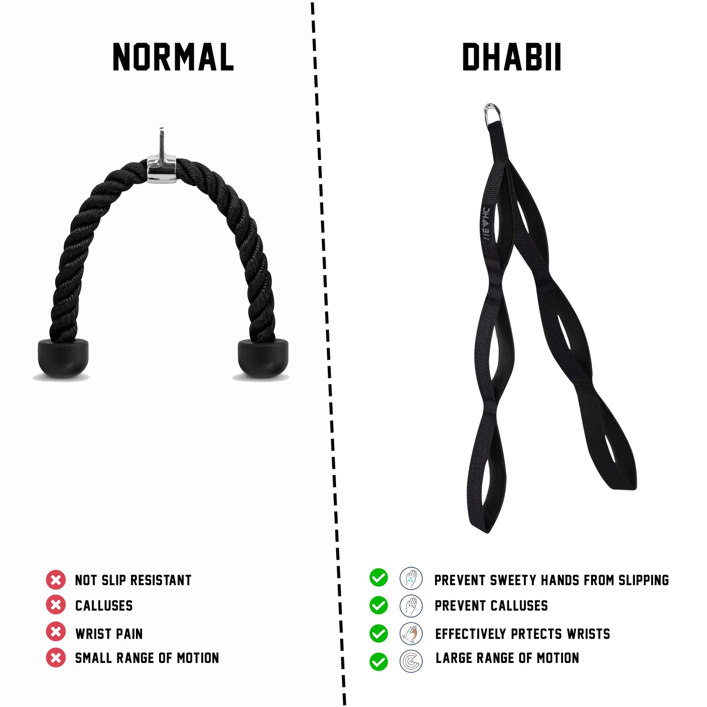 Tricep rope cable attachment for gym and home workouts, exercise rope with 6 anti-slip handles, suitable for strength training, lifting, calisthenics, and general fitness