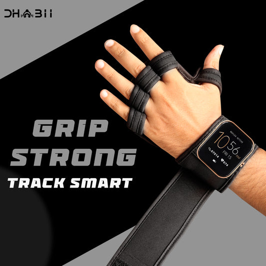 Dhabii Men's Lifting Sports Gloves - 2.5mm Neoprene & Rubber, Smart Watch Compatible, Ventilated Design, Super Grip, Hand Support & Wrist Protection, Neoprene Wrist Support, Gym, Olympic Lifts Snatches Push Jerks