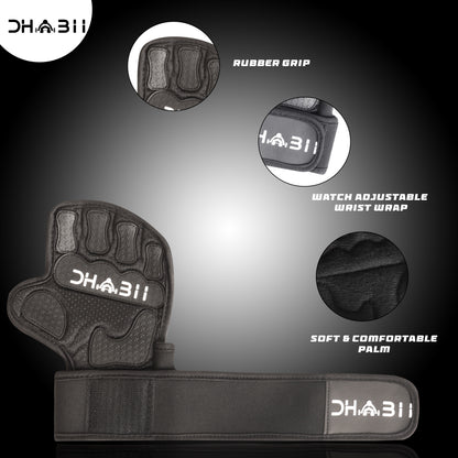 Dhabii Men's Lifting Sports Gloves - 2.5mm Neoprene & Rubber, Smart Watch Compatible, Ventilated Design, Super Grip, Hand Support & Wrist Protection, Neoprene Wrist Support, Gym, Olympic Lifts Snatches Push Jerks